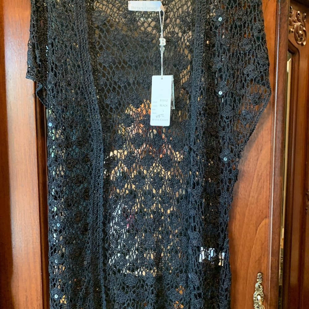 Black crochet vest/sweater Large